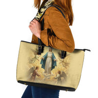 Blessed Virgin Mary Leather Tote Bag Falling Asleep of the Mother of God - Wonder Print Shop