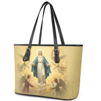 Blessed Virgin Mary Leather Tote Bag Falling Asleep of the Mother of God - Wonder Print Shop