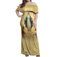 Blessed Virgin Mary Off Shoulder Maxi Dress Falling Asleep of the Mother of God - Wonder Print Shop