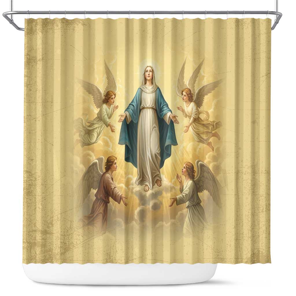 Blessed Virgin Mary Shower Curtain Falling Asleep of the Mother of God - Wonder Print Shop