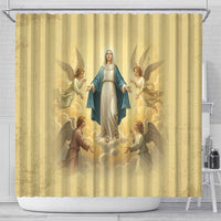 Blessed Virgin Mary Shower Curtain Falling Asleep of the Mother of God - Wonder Print Shop
