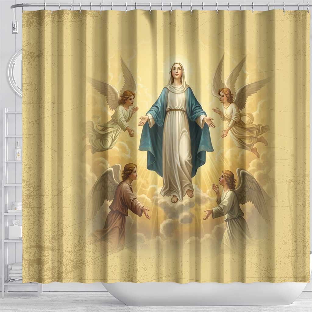 Blessed Virgin Mary Shower Curtain Falling Asleep of the Mother of God - Wonder Print Shop