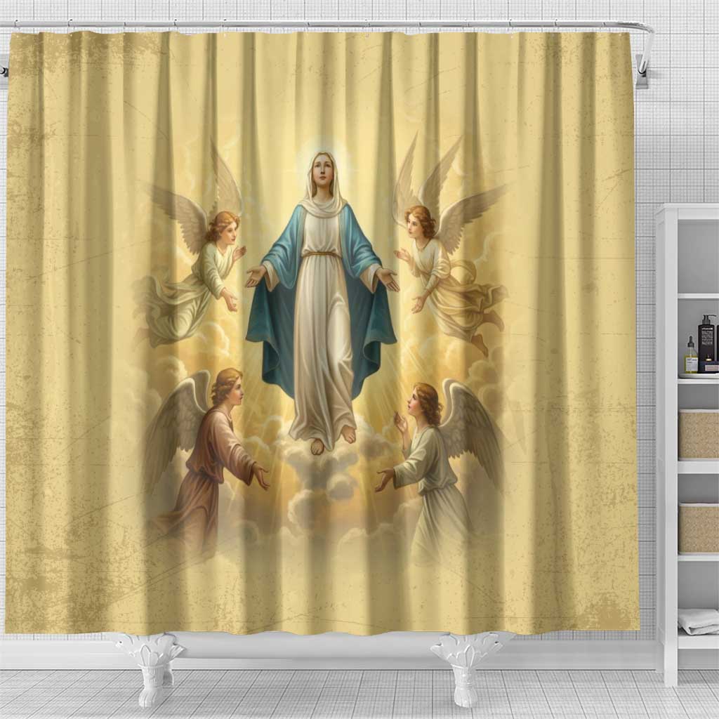 Blessed Virgin Mary Shower Curtain Falling Asleep of the Mother of God - Wonder Print Shop