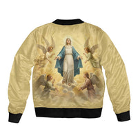 Blessed Virgin Mary Sleeve Zip Bomber Jacket Falling Asleep of the Mother of God - Wonder Print Shop