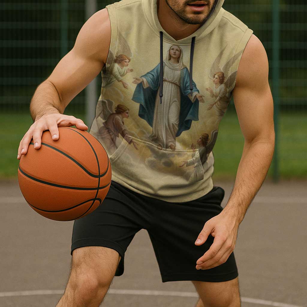 Blessed Virgin Mary Sleeveless Hoodie Falling Asleep of the Mother of God - Wonder Print Shop