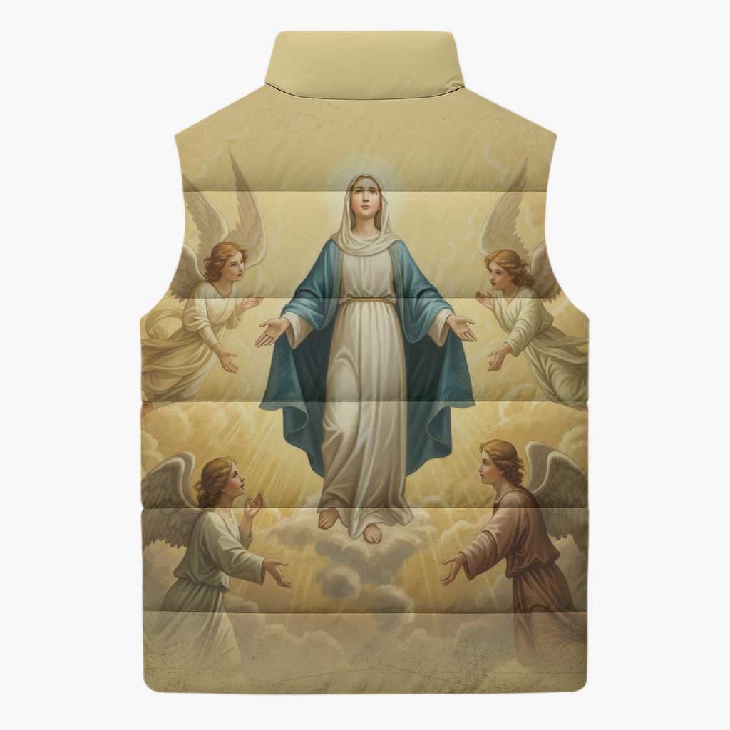 Blessed Virgin Mary Sleeveless Puffer Jacket Falling Asleep of the Mother of God - Wonder Print Shop