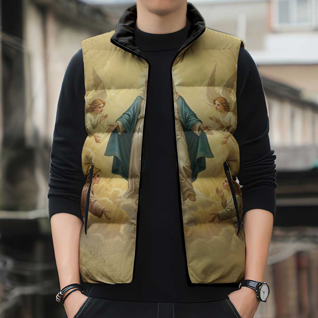 Blessed Virgin Mary Sleeveless Puffer Jacket Falling Asleep of the Mother of God - Wonder Print Shop