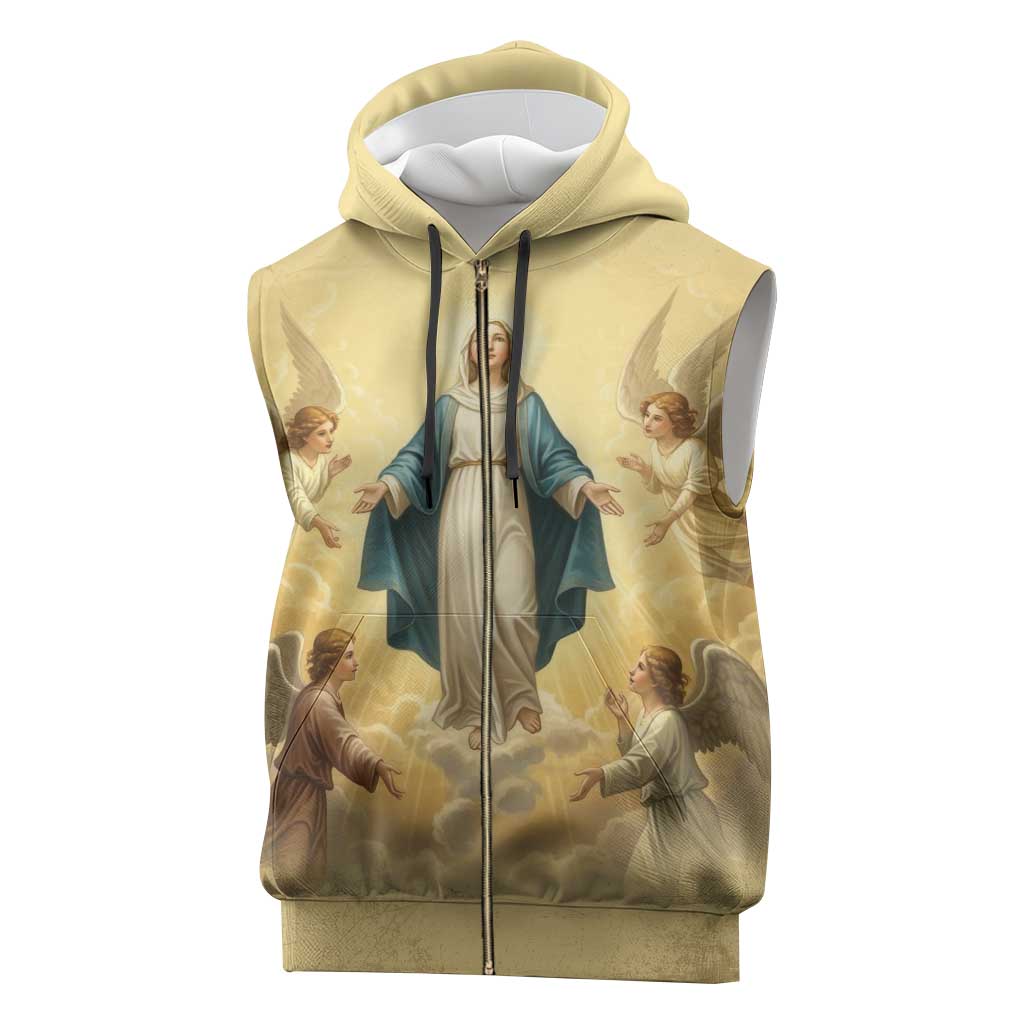 Blessed Virgin Mary Sleeveless Zip Hoodie Falling Asleep of the Mother of God - Wonder Print Shop