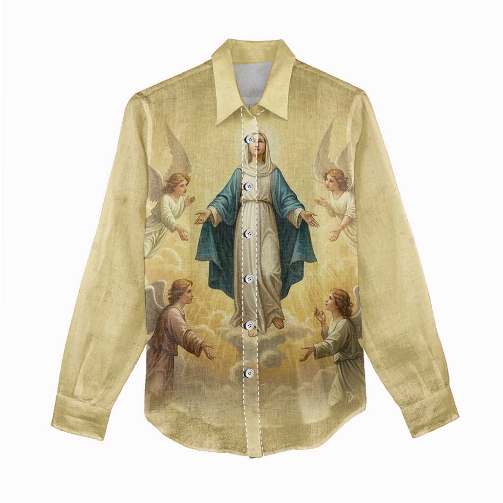 Blessed Virgin Mary Women Casual Shirt Falling Asleep of the Mother of God - Wonder Print Shop