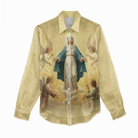 Blessed Virgin Mary Women Casual Shirt Falling Asleep of the Mother of God - Wonder Print Shop