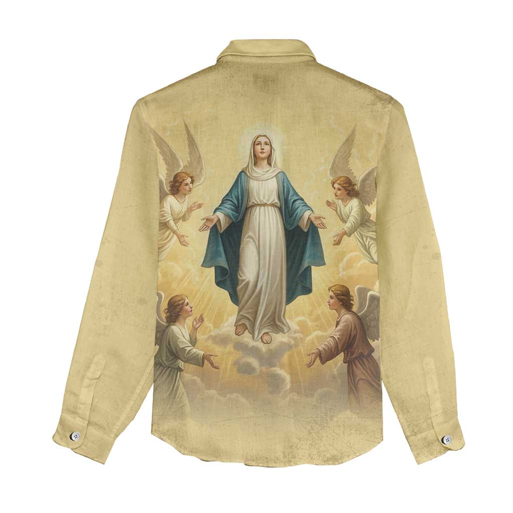Blessed Virgin Mary Women Casual Shirt Falling Asleep of the Mother of God - Wonder Print Shop