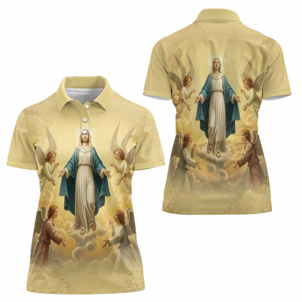 Blessed Virgin Mary Women Polo Shirt Falling Asleep of the Mother of God - Wonder Print Shop
