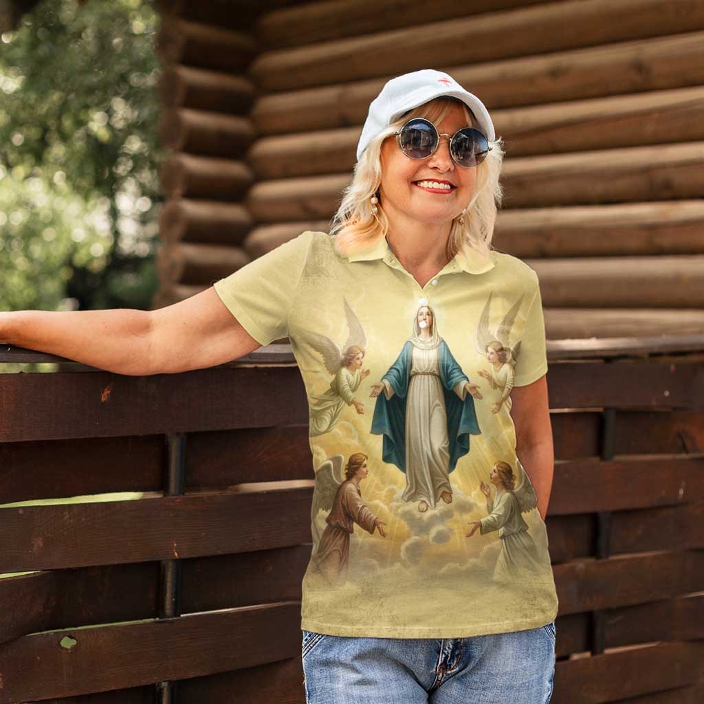 Blessed Virgin Mary Women Polo Shirt Falling Asleep of the Mother of God - Wonder Print Shop
