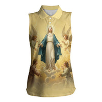 Blessed Virgin Mary Women Sleeveless Polo Shirt Falling Asleep of the Mother of God - Wonder Print Shop