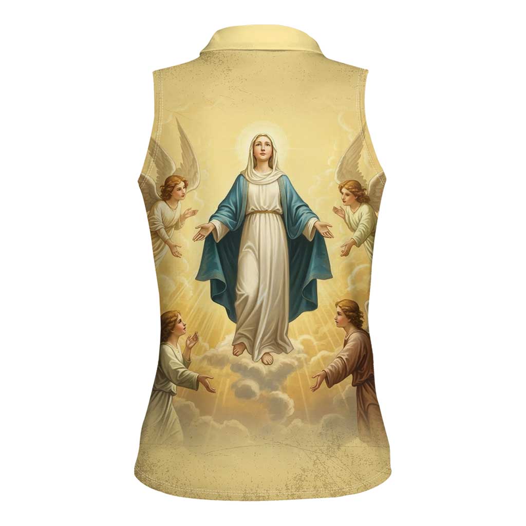 Blessed Virgin Mary Women Sleeveless Polo Shirt Falling Asleep of the Mother of God - Wonder Print Shop