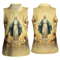 Blessed Virgin Mary Women Sleeveless Polo Shirt Falling Asleep of the Mother of God - Wonder Print Shop