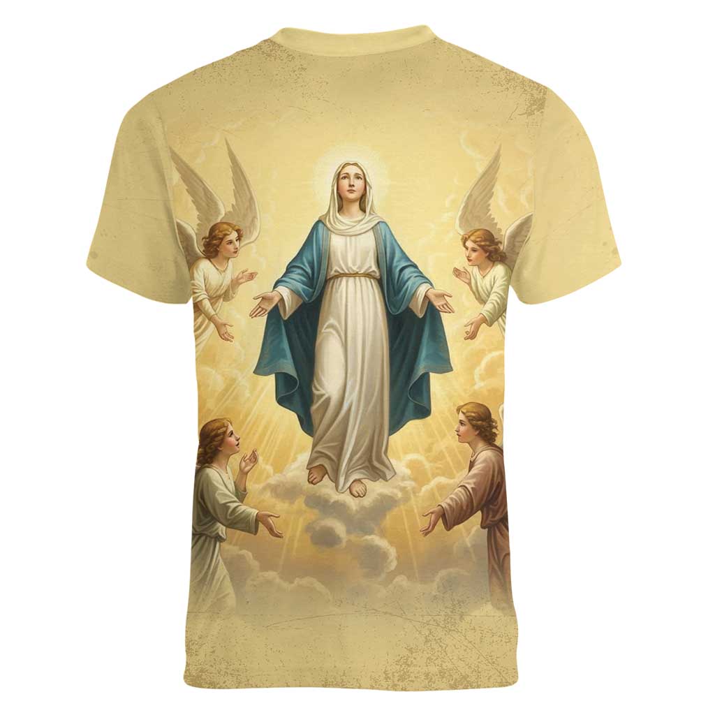 Blessed Virgin Mary Women V-Neck T-Shirt Falling Asleep of the Mother of God - Wonder Print Shop