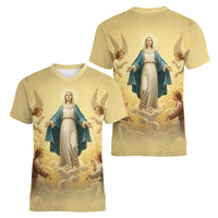 Blessed Virgin Mary Women V-Neck T-Shirt Falling Asleep of the Mother of God - Wonder Print Shop