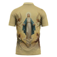 Blessed Virgin Mary Zipper Polo Shirt Falling Asleep of the Mother of God - Wonder Print Shop