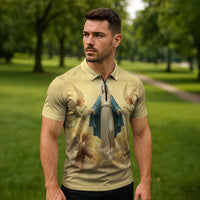 Blessed Virgin Mary Zipper Polo Shirt Falling Asleep of the Mother of God - Wonder Print Shop