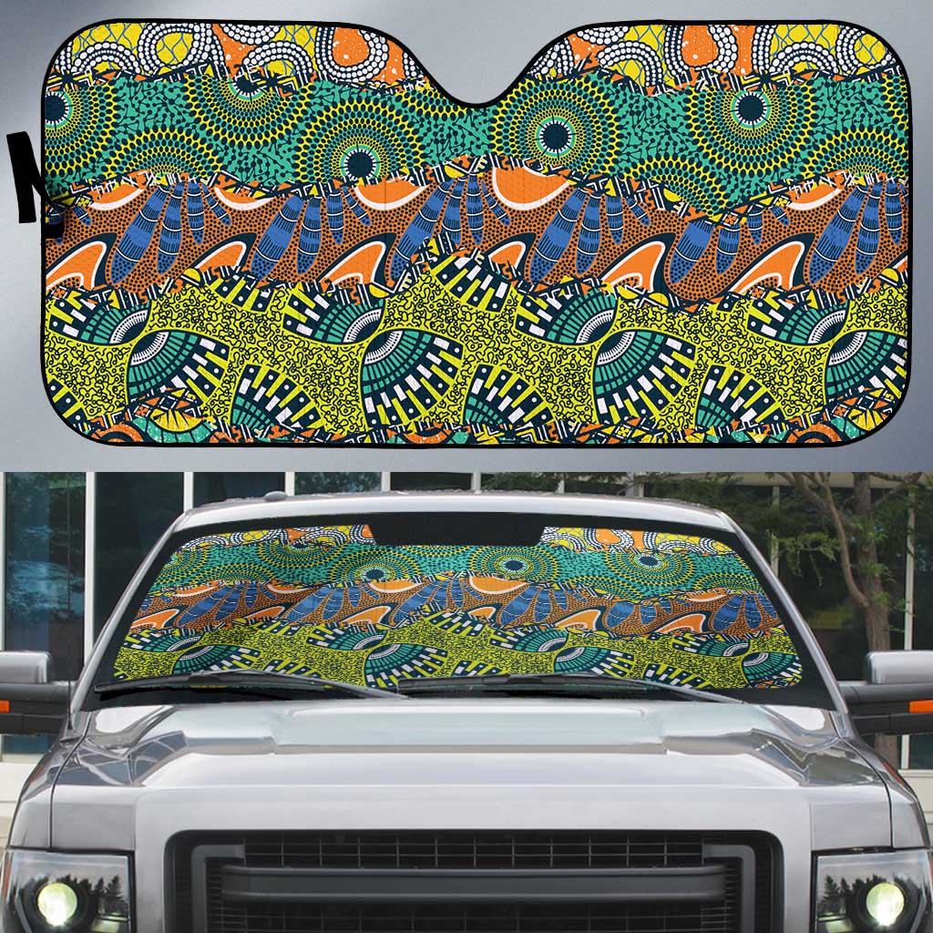 Africa Tribal Mixed Pattern Auto Sun Shade - Wonder Print Shop