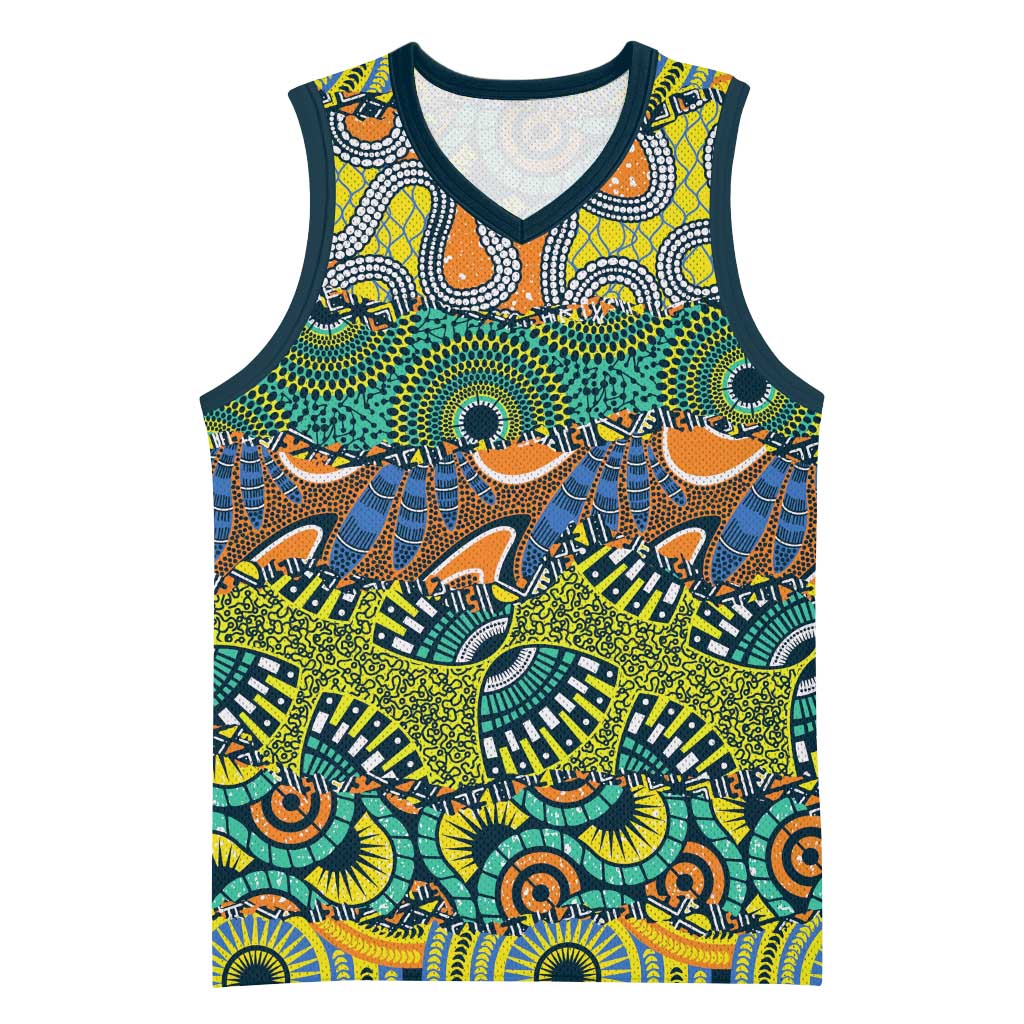 Africa Tribal Mixed Pattern Basketball Jersey - Wonder Print Shop