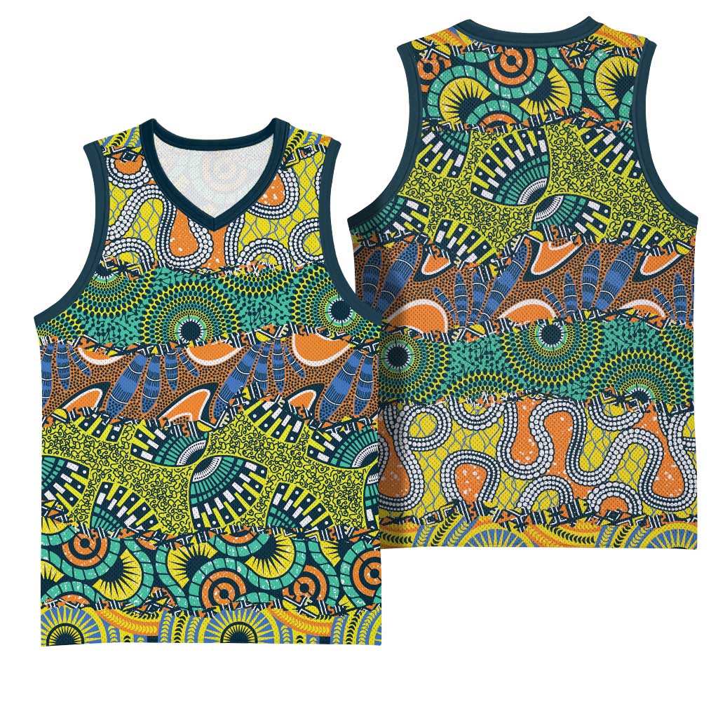 Africa Tribal Mixed Pattern Basketball Jersey - Wonder Print Shop