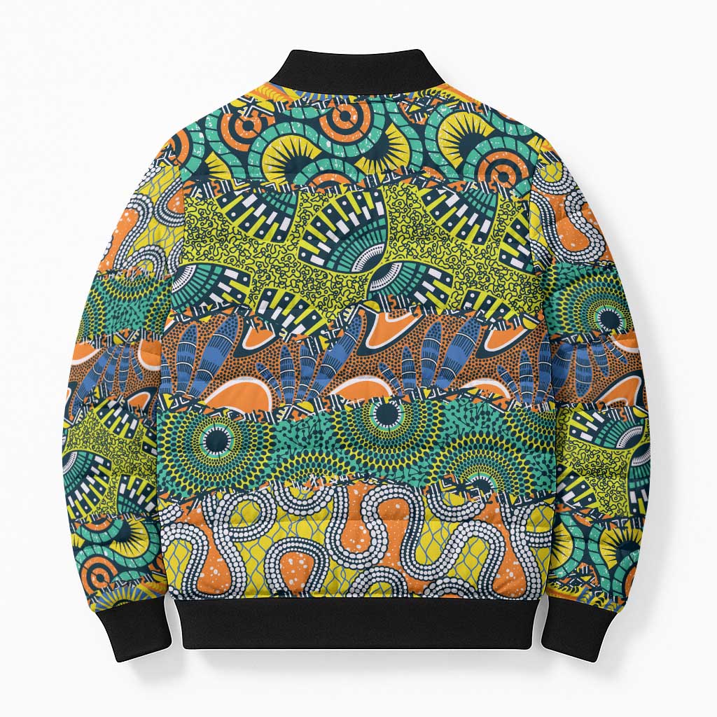 Africa Tribal Mixed Pattern Bomber Puffer Jacket - Wonder Print Shop