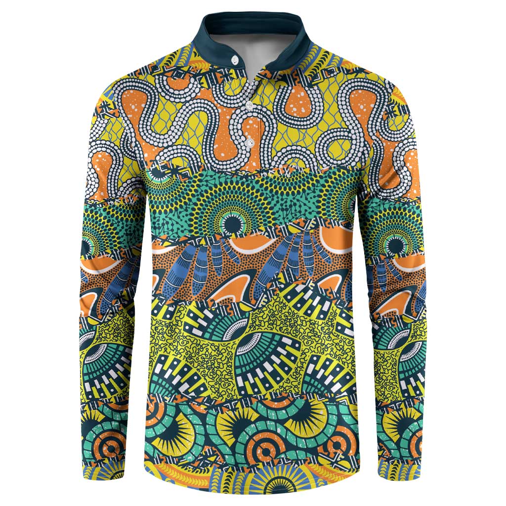 Africa Tribal Mixed Pattern Button Sweatshirt - Wonder Print Shop