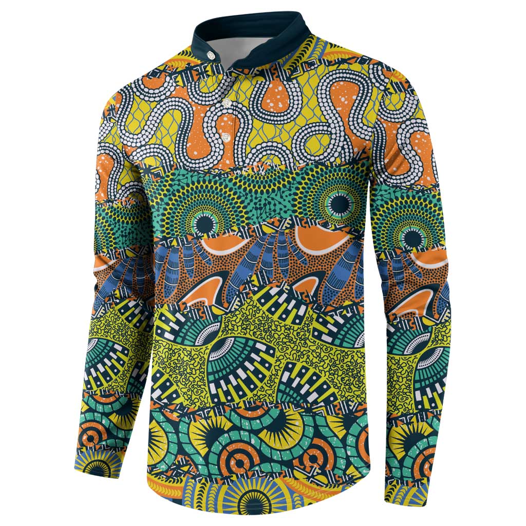 Africa Tribal Mixed Pattern Button Sweatshirt - Wonder Print Shop