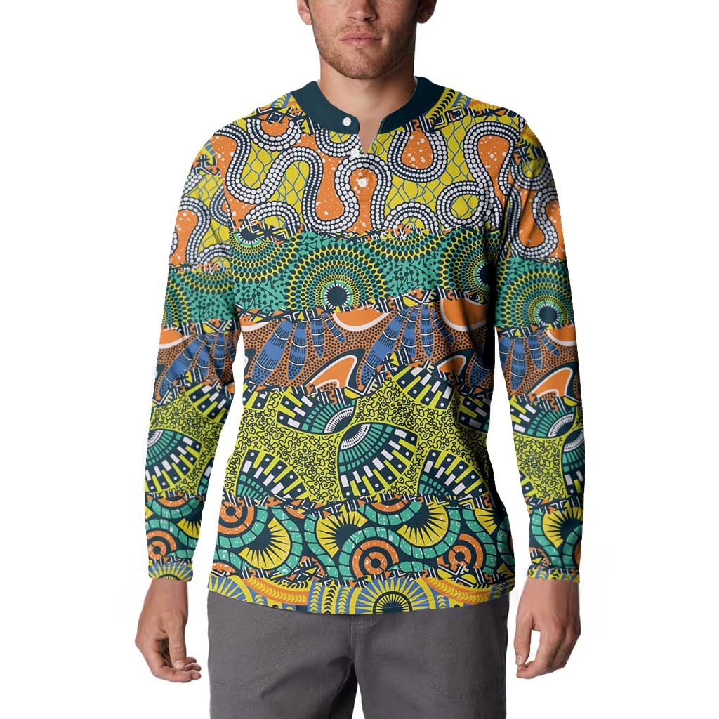 Africa Tribal Mixed Pattern Button Sweatshirt - Wonder Print Shop