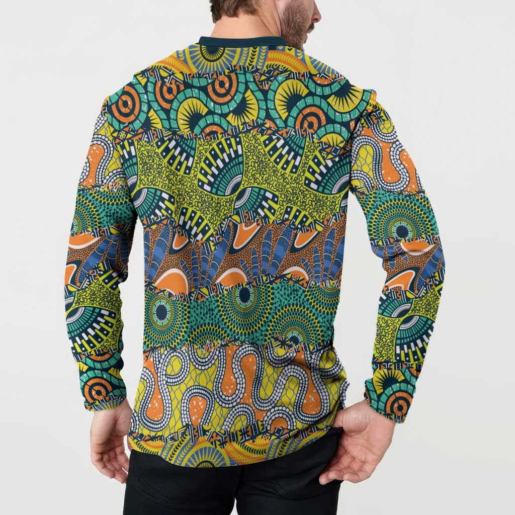 Africa Tribal Mixed Pattern Button Sweatshirt - Wonder Print Shop