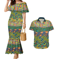 Africa Tribal Mixed Pattern Couples Matching Mermaid Dress and Hawaiian Shirt - Wonder Print Shop
