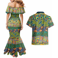 Africa Tribal Mixed Pattern Couples Matching Mermaid Dress and Hawaiian Shirt - Wonder Print Shop