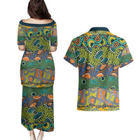 Africa Tribal Mixed Pattern Couples Matching Puletasi and Hawaiian Shirt - Wonder Print Shop