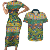 Africa Tribal Mixed Pattern Couples Matching Short Sleeve Bodycon Dress and Hawaiian Shirt - Wonder Print Shop