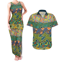 Africa Tribal Mixed Pattern Couples Matching Tank Maxi Dress and Hawaiian Shirt - Wonder Print Shop