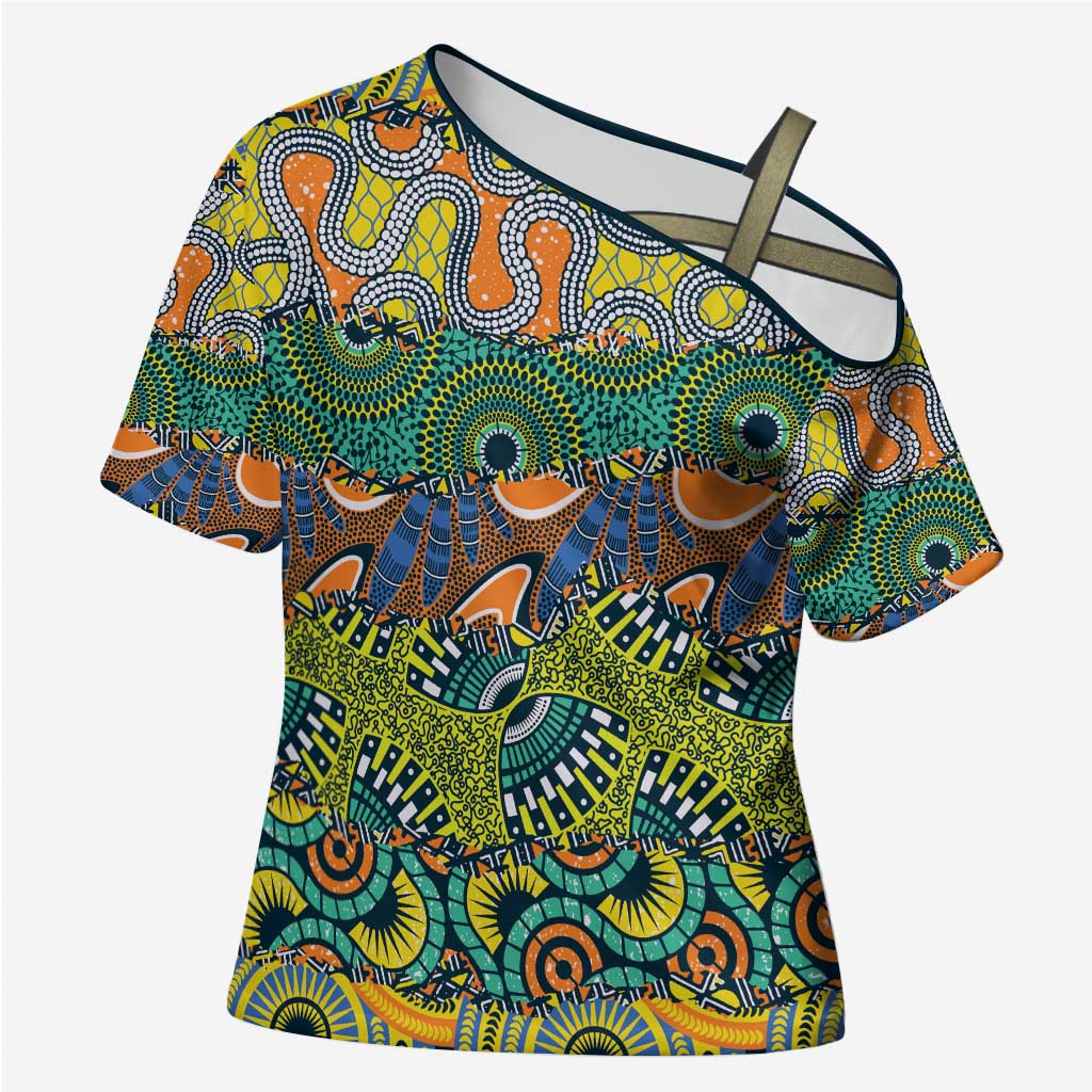 Africa Tribal Mixed Pattern Cross Shoulder Shirt - Wonder Print Shop