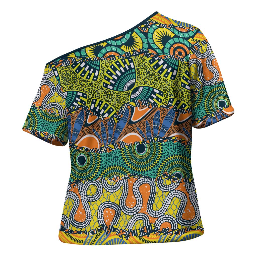 Africa Tribal Mixed Pattern Cross Shoulder Shirt - Wonder Print Shop