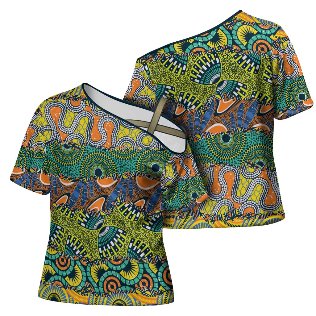 Africa Tribal Mixed Pattern Cross Shoulder Shirt - Wonder Print Shop