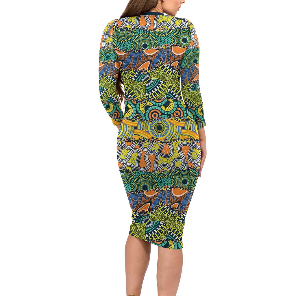 Africa Tribal Mixed Pattern Family Matching Long Sleeve Bodycon Dress and Hawaiian Shirt - Wonder Print Shop