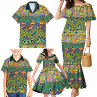 Africa Tribal Mixed Pattern Family Matching Mermaid Dress and Hawaiian Shirt - Wonder Print Shop