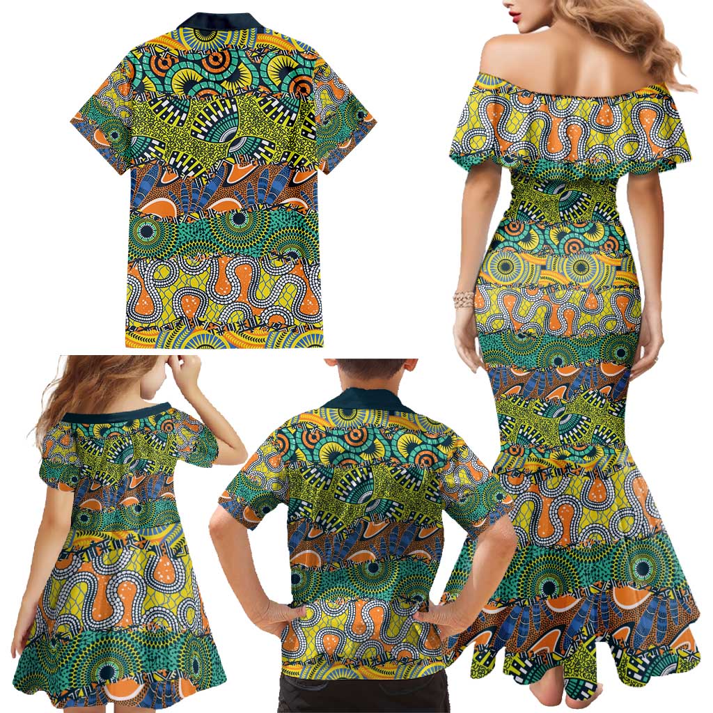 Africa Tribal Mixed Pattern Family Matching Mermaid Dress and Hawaiian Shirt - Wonder Print Shop