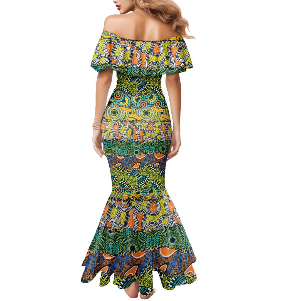 Africa Tribal Mixed Pattern Family Matching Mermaid Dress and Hawaiian Shirt - Wonder Print Shop