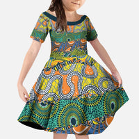 Africa Tribal Mixed Pattern Family Matching Off The Shoulder Long Sleeve Dress and Hawaiian Shirt - Wonder Print Shop