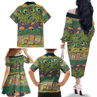 Africa Tribal Mixed Pattern Family Matching Off The Shoulder Long Sleeve Dress and Hawaiian Shirt - Wonder Print Shop