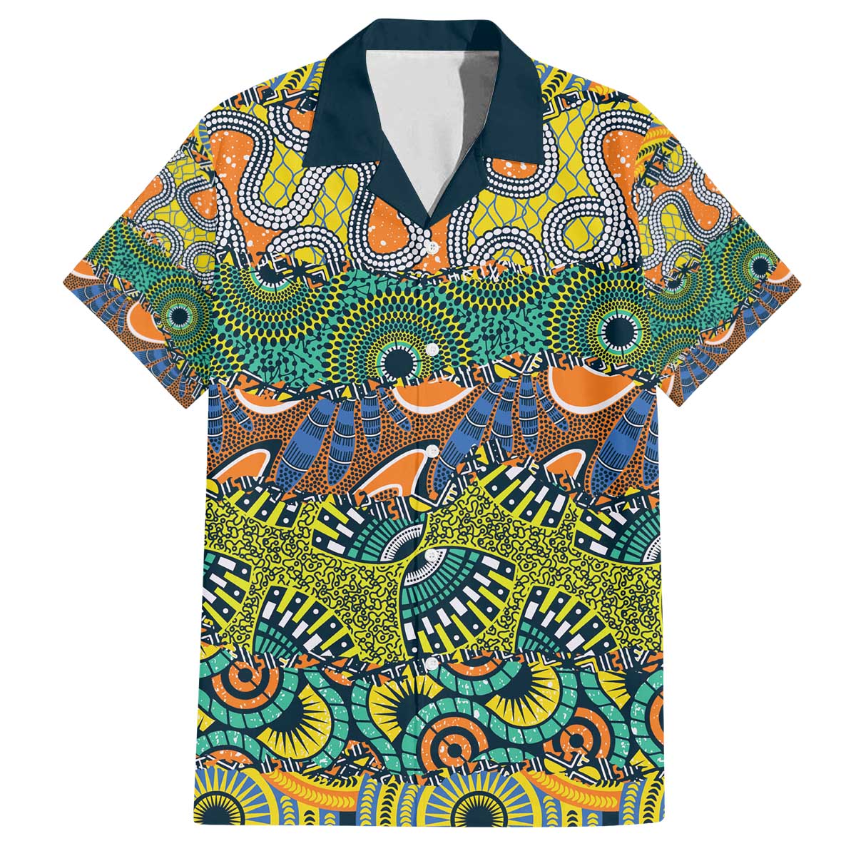 Africa Tribal Mixed Pattern Family Matching Off The Shoulder Long Sleeve Dress and Hawaiian Shirt - Wonder Print Shop