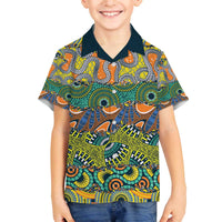 Africa Tribal Mixed Pattern Family Matching Off The Shoulder Long Sleeve Dress and Hawaiian Shirt - Wonder Print Shop