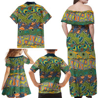 Africa Tribal Mixed Pattern Family Matching Off Shoulder Maxi Dress and Hawaiian Shirt - Wonder Print Shop