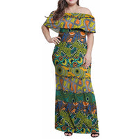 Africa Tribal Mixed Pattern Family Matching Off Shoulder Maxi Dress and Hawaiian Shirt - Wonder Print Shop